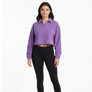 NEW Freely Women's Cropped Collared Sweatshirt
